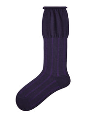 Women Crew Socks Purple Striped Jacquard Casual Cotton Cozy Socks