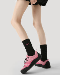 여성 크루 양말 심플 자수 캐주얼 면 편안한 양말