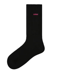 女款中筒襪子簡約刺繡休閒棉質舒適襪子