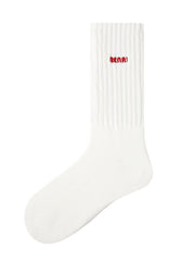 女款中筒襪子簡約刺繡休閒棉質舒適襪子