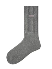 女款中筒襪子簡約刺繡休閒棉質舒適襪子