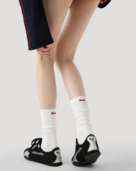여성 크루 양말 심플 레터 자수 면 캐주얼 양말