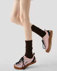 여성 크루 양말 솔리드 색상 면 캐주얼 통기성 양말