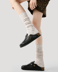 여성 크루 양말 솔리드 색상 루즈 삭스 코튼 캐주얼 포근한 양말