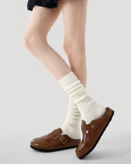 여성 크루 양말 솔리드 색상 루즈 삭스 코튼 캐주얼 포근한 양말