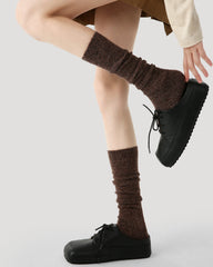 여성 크루 양말 솔리드 색상 루즈 삭스 코튼 캐주얼 포근한 양말