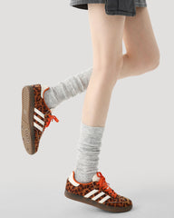 여성 크루 양말 솔리드 색상 루즈 삭스 코튼 캐주얼 포근한 양말