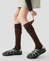 여성 크루 양말 솔리드 색상 루즈 삭스 부드럽고 포근한 두꺼운 따뜻함