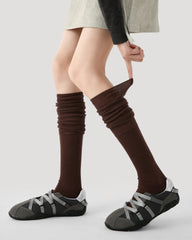 여성 크루 양말 솔리드 색상 루즈 삭스 부드럽고 포근한 두꺼운 따뜻함