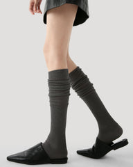 여성 크루 양말 솔리드 색상 루즈 삭스 부드럽고 포근한 두꺼운 따뜻함