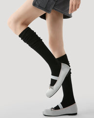 여성 크루 양말 솔리드 색상 루즈 삭스 부드럽고 포근한 두꺼운 따뜻함