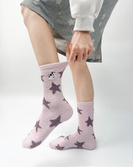 여성 크루 양말 별이 빛나는 하늘 시리즈 보송보송하고 따뜻하며 포근한 미끄럼 방지 홈웨어