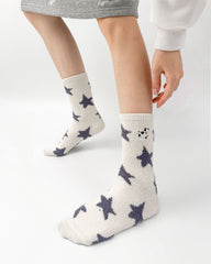 여성 크루 양말 별이 빛나는 하늘 시리즈 보송보송하고 따뜻하며 포근한 미끄럼 방지 홈웨어