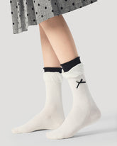 여성용 이중 레이어 러플 부드러운 면 무봉제 양말