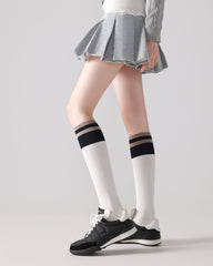 여성용 니하이 양말 색상 블록 골지 슬림 핏 패션 다용도 양말