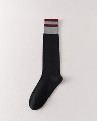 여성용 니하이 양말 색상 블록 골지 슬림 핏 패션 다용도 양말