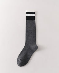 여성용 니하이 양말 색상 블록 골지 슬림 핏 패션 다용도 양말