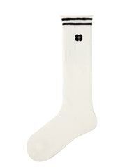 여성용 무릎 길이 양말 화이트 코튼 심플 스트라이프 캐주얼 스포티 스타일