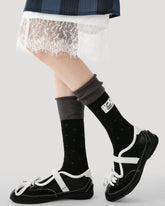 여성 라벨 스택 양말 두꺼운 따뜻한 크루 양말 편안하고 통기성 있음