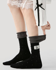 여성 라벨 스택 양말 두꺼운 따뜻한 크루 양말 편안하고 통기성 있음