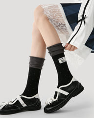여성 라벨 스택 양말 두꺼운 따뜻한 크루 양말 편안하고 통기성 있음