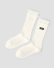 レースラベル付きレディースクルーソックス 柔らかく快適で通気性抜群