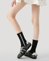 여성 레이스 트림 도트 크루 양말 부드럽고 편안하며 통기성 좋음