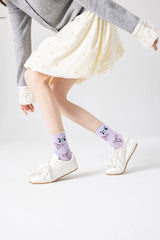 Women Cotton Crew Socks Moon Astronaut Cute Casual