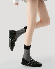 レディース水玉カフ クルー ソックス 柔らかく快適で通気性抜群