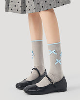 여성 러플 리본 스위트 발레 스타일 심리스 크루 면 양말