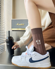 ギフトボックスセット レディース コットン クルー ソックス かわいい子犬刺繍 ファッション ソックス