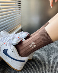 ギフトボックスセット レディース コットン クルー ソックス かわいい子犬刺繍 ファッション ソックス