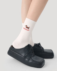 ギフトボックスセット レディース コットン クルー ソックス かわいいアニマル柄 快適なシームレス ソックス