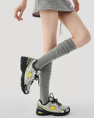 女款素色堆堆膝高襪 柔軟保暖舒適