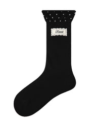 女款星星圖案中筒襪子 柔軟舒適透氣