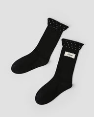 レディース スター柄クルーソックス 柔らかく快適で通気性抜群