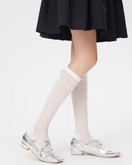 여성용 얇고 통기성 좋은 면 소재의 솔리드 리본 스위트 니하이 양말