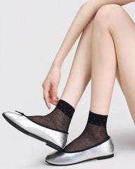 Womens Ankle Socks Lyocell Mulberry Silk Polka Dot Sheer Breathable