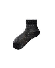Womens Ankle Socks Lyocell Mulberry Silk Polka Dot Sheer Breathable