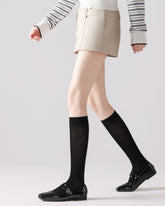 Womens Calf Socks Bamboo Fiber Seamless Breathable Versatile Black White Gray