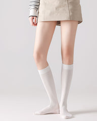 Womens Calf Socks Bamboo Fiber Seamless Breathable Versatile Black White Gray