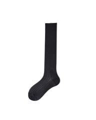 Womens Calf Socks Lyocell Mulberry Silk Ribbed Stripe Sheer Breathable