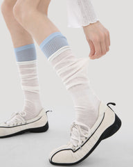 Womens Calf Socks Solid Color Basic Ribbed Everyday Combed Cotton