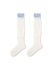 Womens Calf Socks Solid Color Basic Ribbed Everyday Combed Cotton