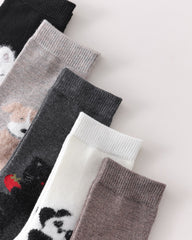 レディース カートゥーン ハグ クルーソックス メリノウール あったか かわいい ニット