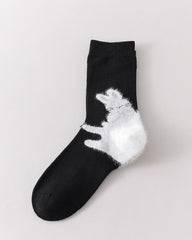 レディース カートゥーン ハグ クルーソックス メリノウール あったか かわいい ニット