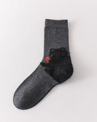 レディース カートゥーン ハグ クルーソックス メリノウール あったか かわいい ニット