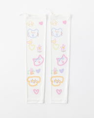 Womens Cooling Arm Sleeves Rainbow Bear Heart Pattern Cooling Sun Protection Comfortable
