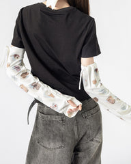 Womens Cooling Arm Sleeves Retro Cute Items Cooling Sun Protection Comfortable - SWEET NANA