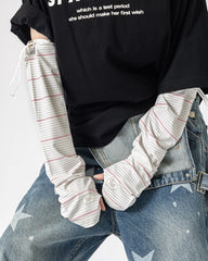 Womens Cooling Arm Sleeves Striped Puppy Cute Print Cooling Sun Protection Breathable